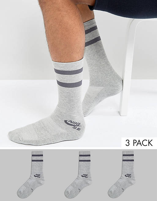 Abuelos visitantes Ataque de nervios Expulsar a Nike SB 3 Pack Crew Socks In Grey SX5760-063 | ASOS