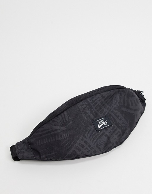 Nike SB all over print bum bag in black