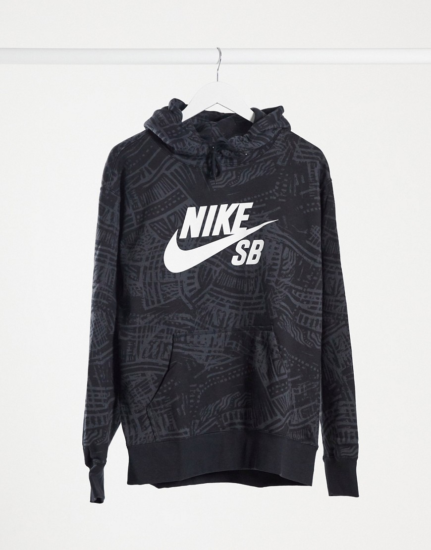 Nike SB all over print logo hoodie in black