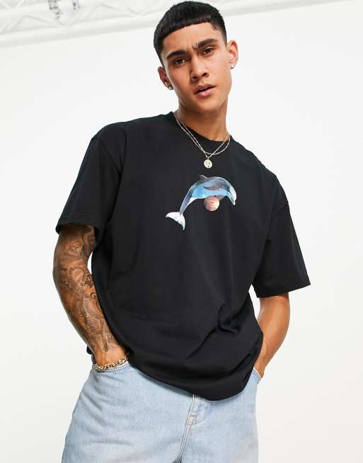 Nike SB Bernard dolphin chest print t shirt in black