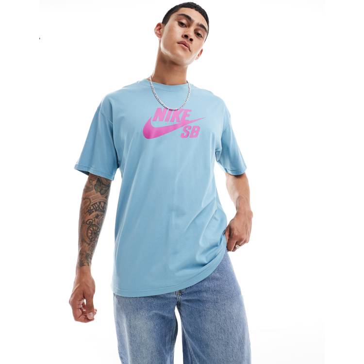 Nike SB central logo t-shirt in light blue | ASOS