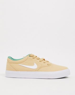 nike sb charge solarsoft canvas trainers in beige