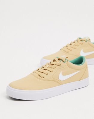 nike sb charge solarsoft canvas trainers in beige
