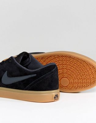 Nike SB Check Solar Sneakers In Black Suede With Gum Sole | ASOS