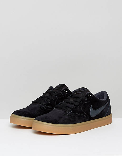Nike Check Solar Trainers In Black Suede With Gum Sole | ASOS