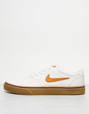 Nike SB - Chron 2 - Canvas-Sneaker in Weiß und Orange