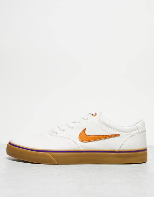 Nike SB – Chron 2 – Canvas-Sneaker in Weiß und Orange