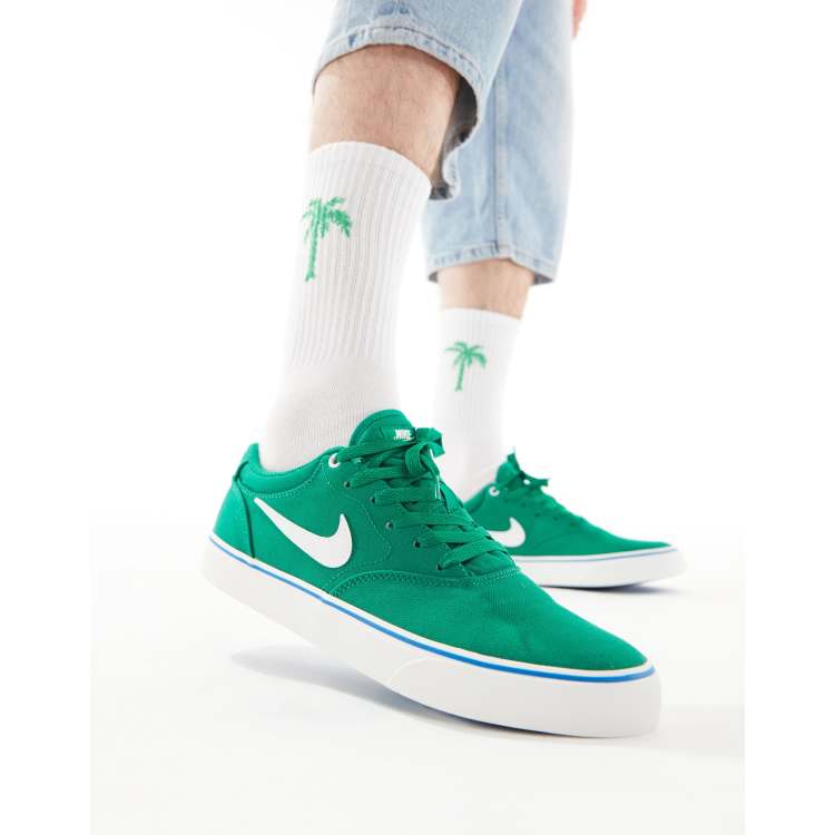 Nike SB Chron 2 canvas trainers in green and white ASOS