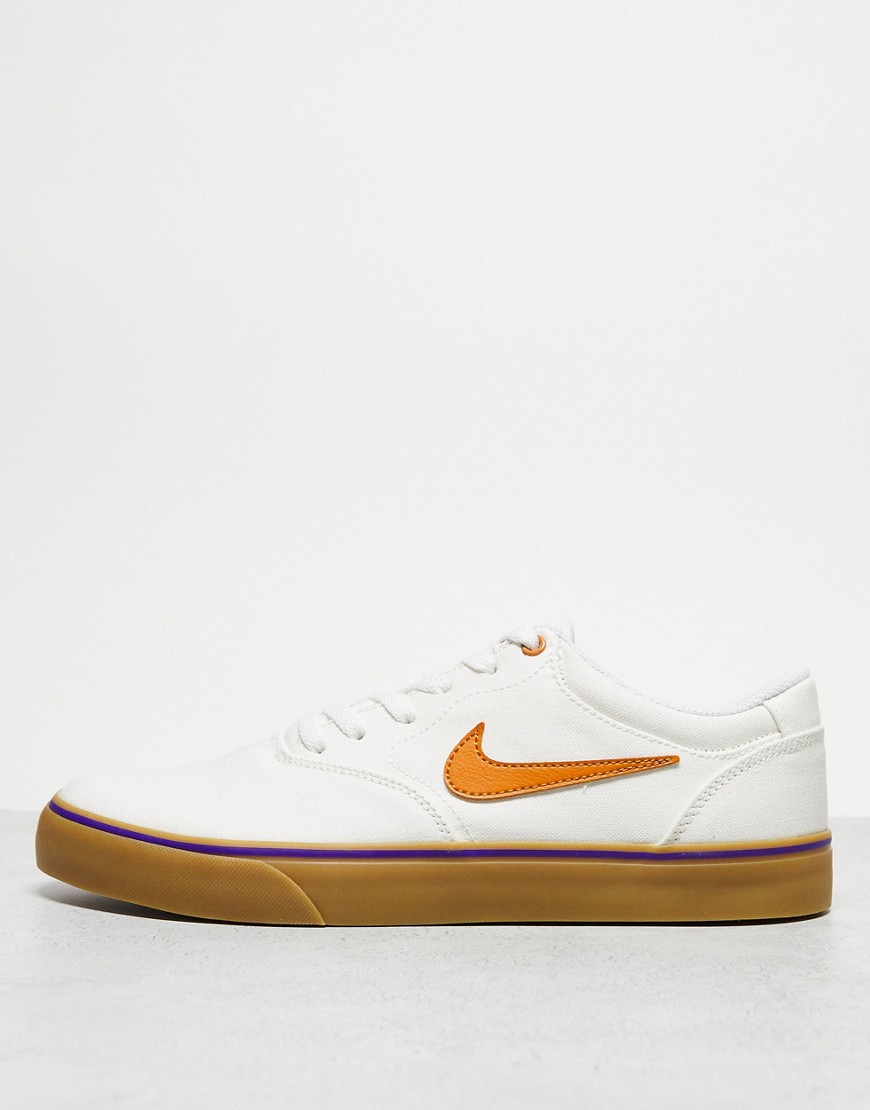 Nike SB Chron 2 canvas trainers in white and orange