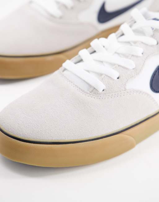 Nike SB Chron skate trainers in white with gum sole ASOS