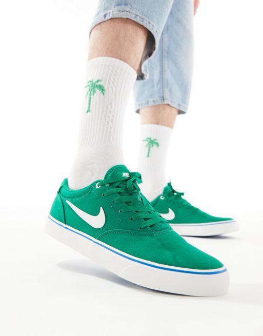 Nike - SB Chron 2 - Sneakers van canvas in groen en wit