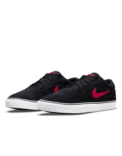 Nike SB Chron 2 trainers in black and red - view 1