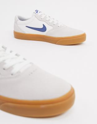 nike sb chron in white with gum sole