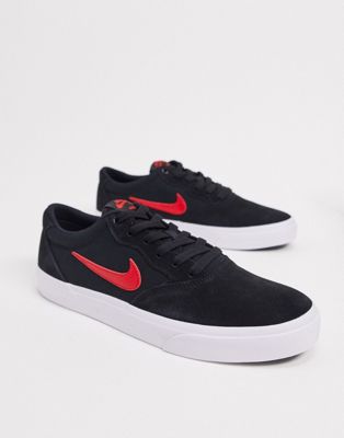 black red nike trainers