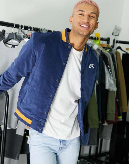 Nike SB cord varsity jacket in navy | ASOS