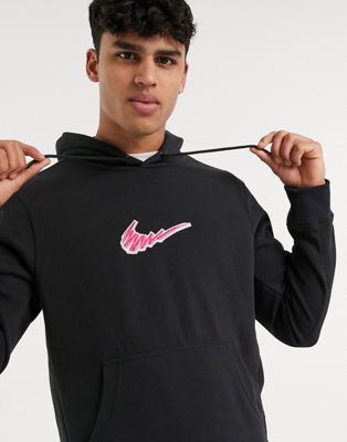 nike sb embroidered logo hoodie in black