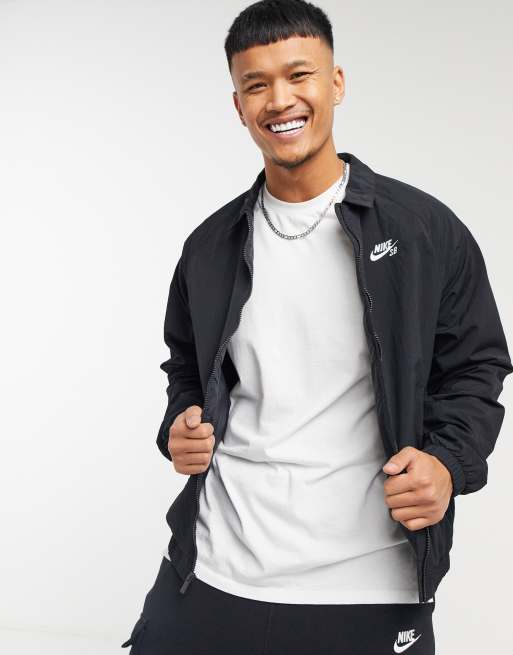 Nike SB Essentials zip-through coach jacket in black | ASOS