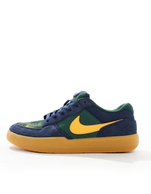 Nike - SB Force 58 - Baskets en daim - Bleu marine et jaune