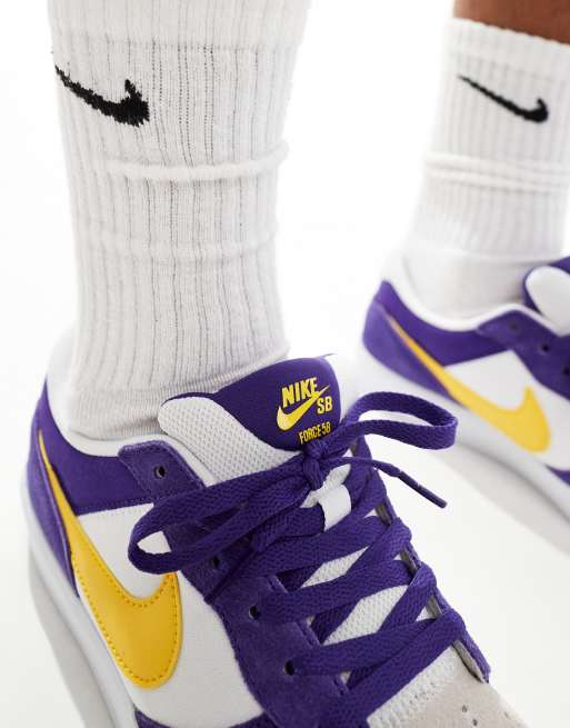 Nike SB – Force 58 – Fioletowo-biało-żółte buty sportowe, 5 z 5
