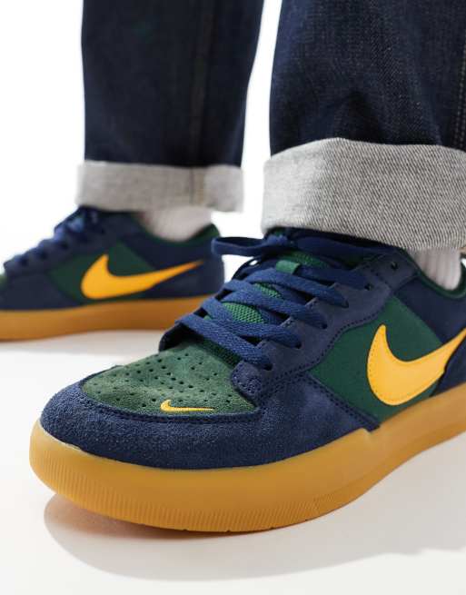 Nike SB Force 58 Sneakers in camoscio blu navy e gialle ASOS