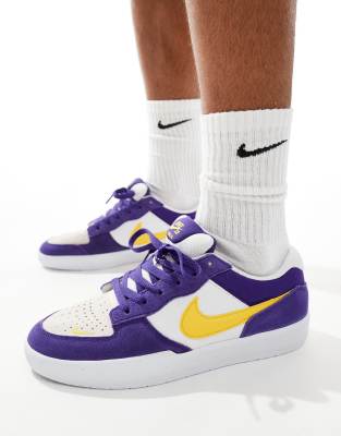 Nike SB Nike SB Force 58 suede trainers in purple white and yellow