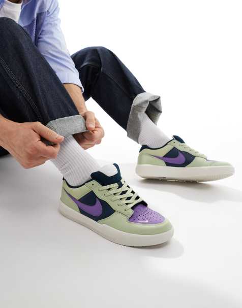Nike SB Force 58 trainers in olive and purple - view 1