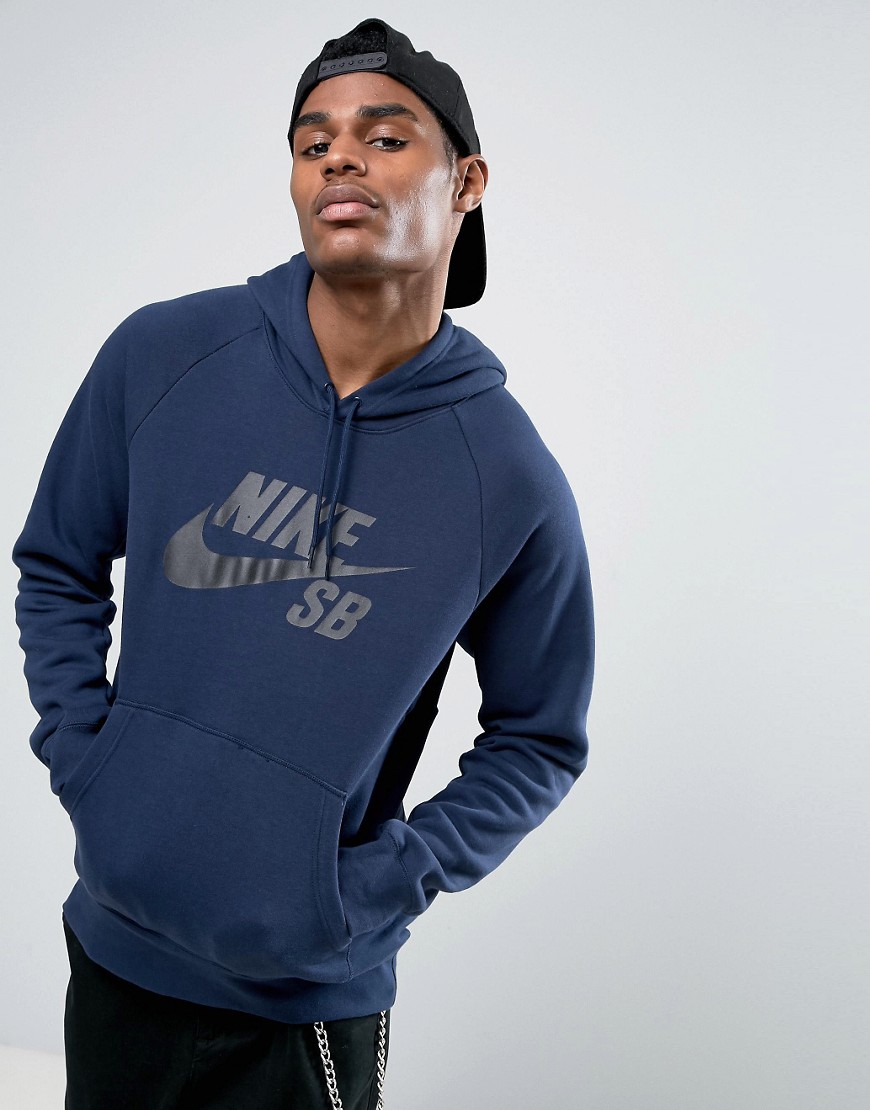 Nike SB Icon Pullover Hoodie In Navy 846886-452