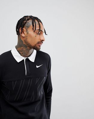 Nike SB Long Sleeve Polo Shirt In Black 