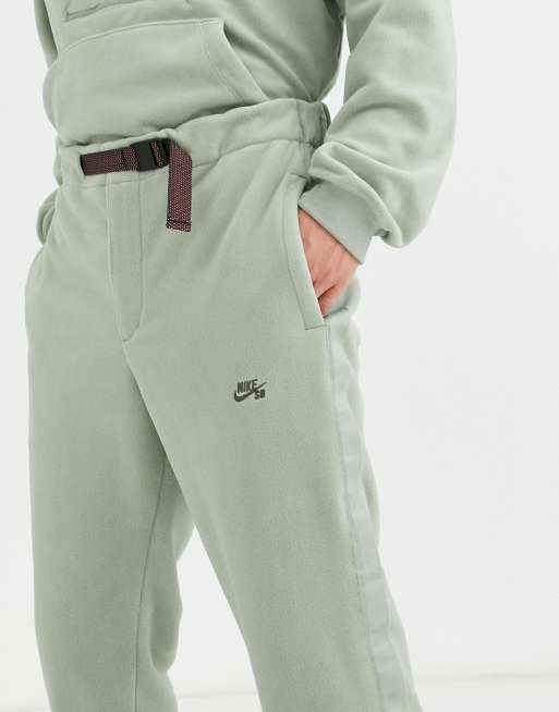 Nike Sb Pantalon De Jogging En Polaire A Bande Sur Le Cote Et Ceinture A Clip Kaki Asos