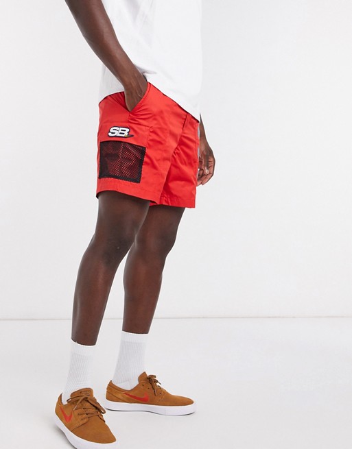 Nike SB polyknit logo shorts in red
