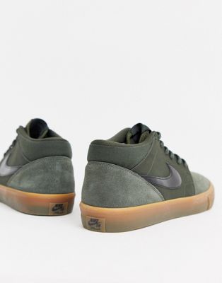 nike sb portmore ii solar mid trainer in green with gum sole