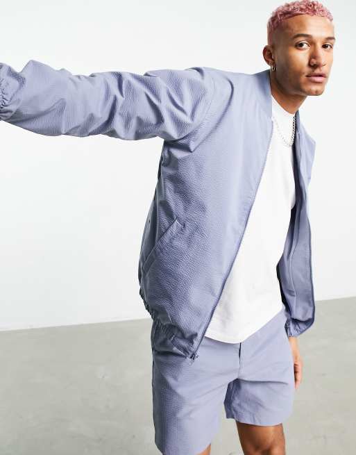 Nike SB seersucker bomber jacket in grey ASOS