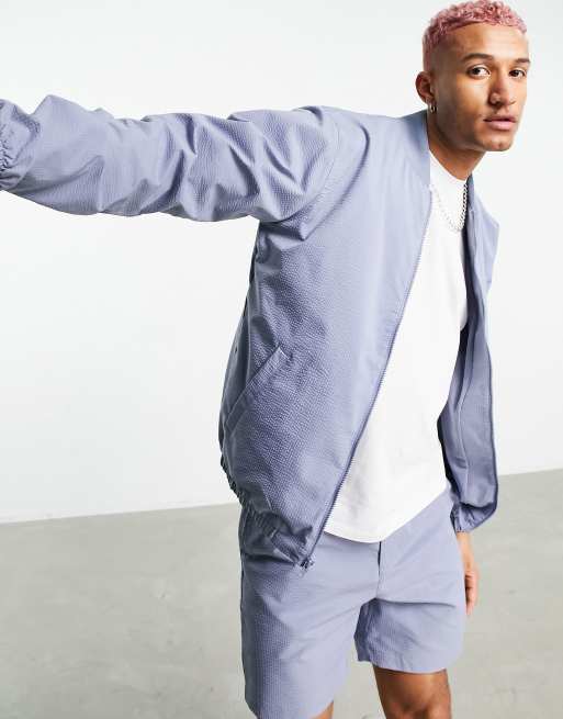 Nike SB seersucker bomber jacket and shorts set in grey | ASOS