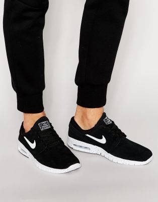 nike sb stefan janoski max black & white shoes