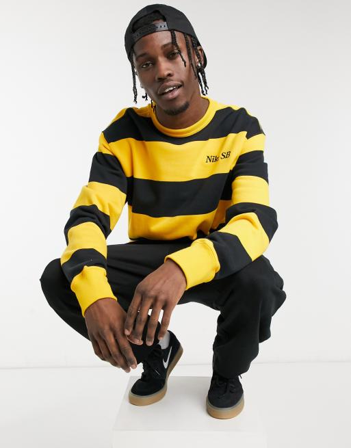 Nike SB stripe crew neck sweat in yellow ASOS