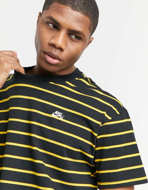 Black and yellow 2025 striped tee shirt