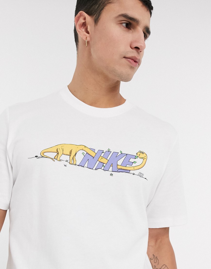 Nike SB - T-shirt bianca con dinosauro-Bianco