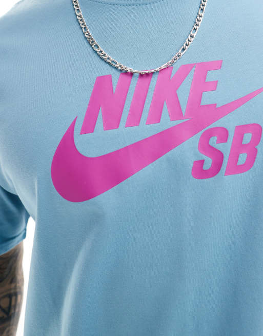 Nike SB T Shirt in Hellblau mit mittigem Logo ASOS