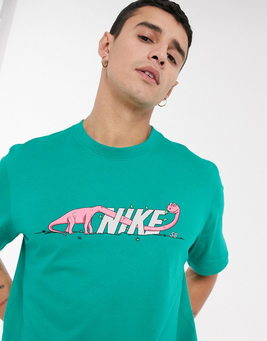 Nike SB - T-shirt met dinosaurusprint in groen