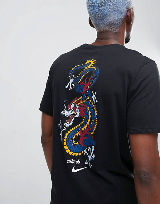 Tranvía fingir Consulado Nike SB T-Shirt With Dragon Print In Black 923436-010 | ASOS