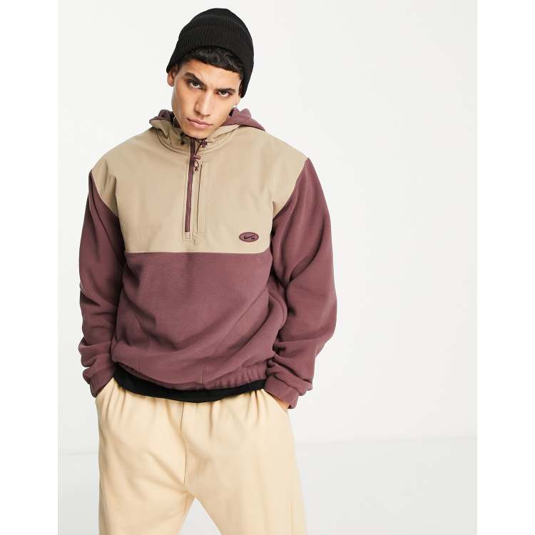 Nike SB Therma FIT Winterized polar fleece 1 2 zip hoodie in mauve and stone ASOS