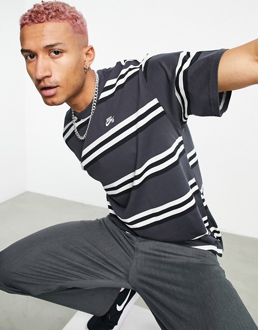 Nike SB wide stripe t-shirt in dark grey