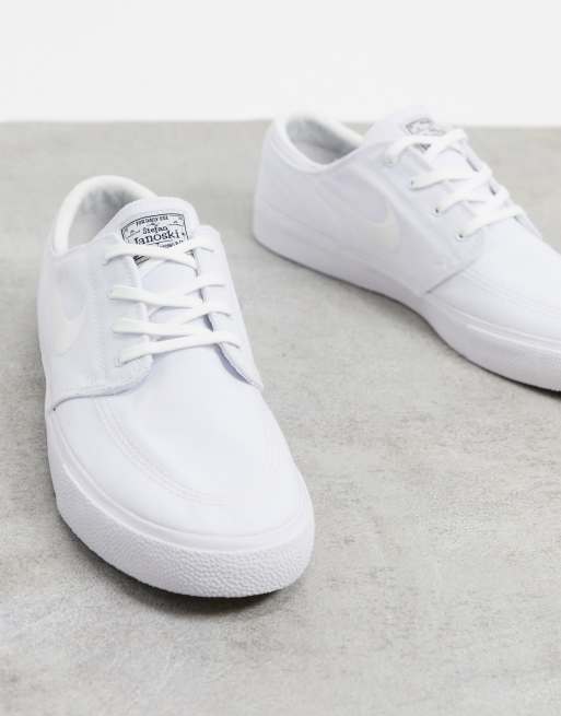 SB Zoom Janoski Premium canvas trainers triple white |