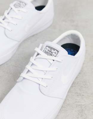 nike sb zoom janoski premium leather trainers in triple white