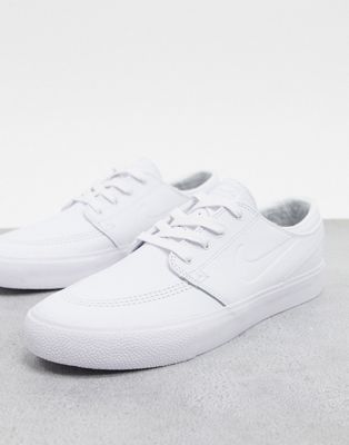 verkorten tobben Glad Nike Zoom Stefan Janoski Remastered Premium Leather Sneakers In Triple  White | ModeSens