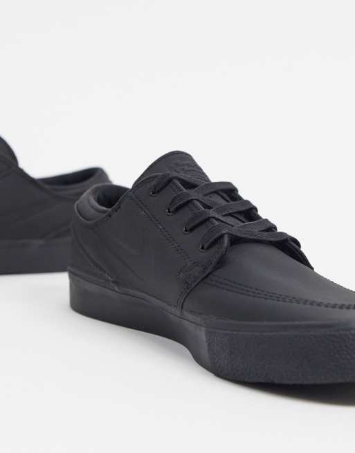 Nike SB Zoom Janoski Remastered leather trainers in triple black ASOS