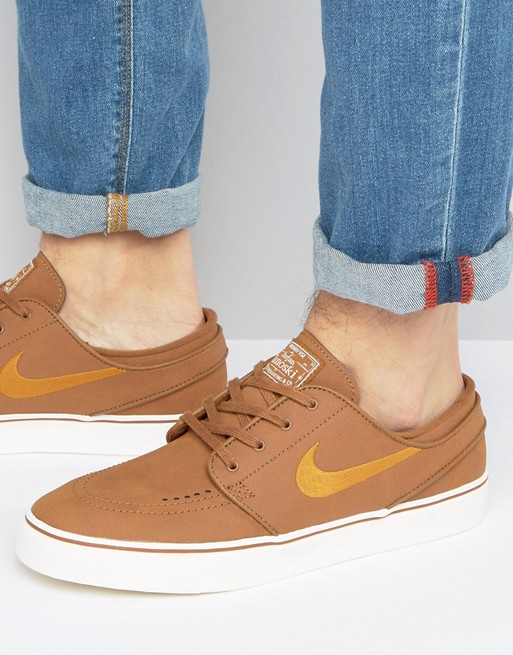Nike SB Zoom Stefan Janoski Leather Trainers In Brown 616490-271 | ASOS