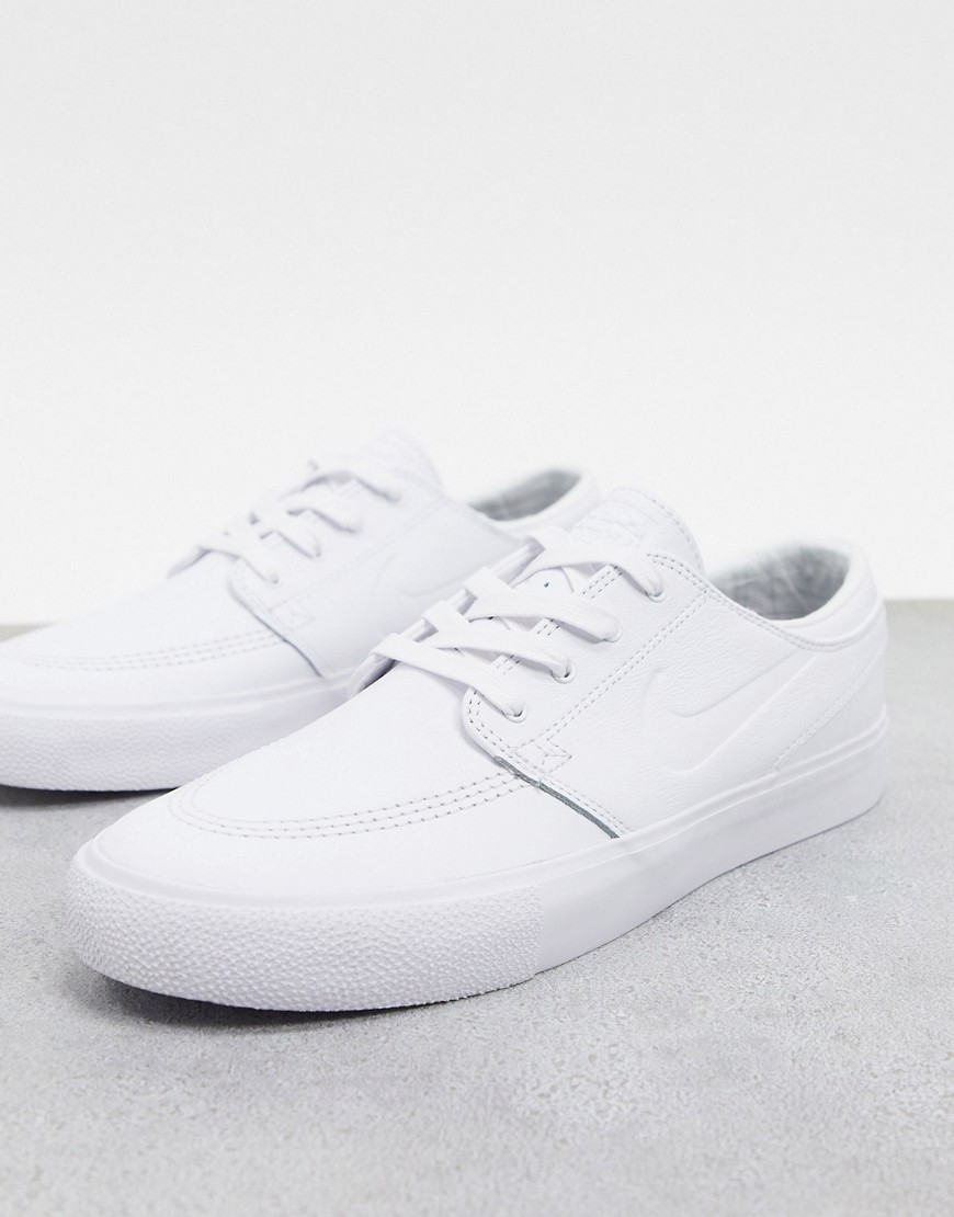 Nike SB Zoom Stefan Janoski Remastered Premium leather sneakers in triple white