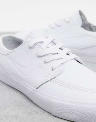 nike sb zoom janoski premium leather trainers in triple white
