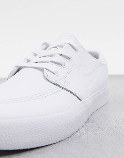 Álgebra Arena defensa Nike SB Zoom Stefan Janoski Remastered Premium leather sneakers in triple  white | ASOS